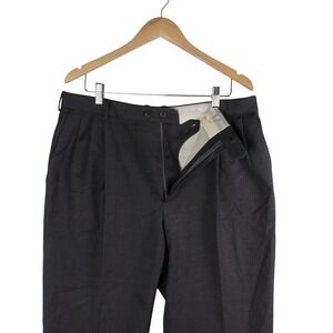 Zanella Men 38 Fits 36 Grey Wool Double Pleated Cuffed Dress Pants Made Italy